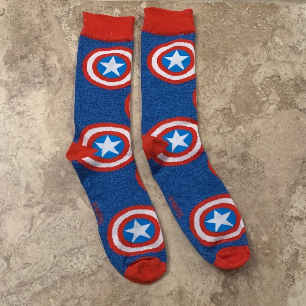 NWOT Marvel Captain America Shield Blue and Red Socks